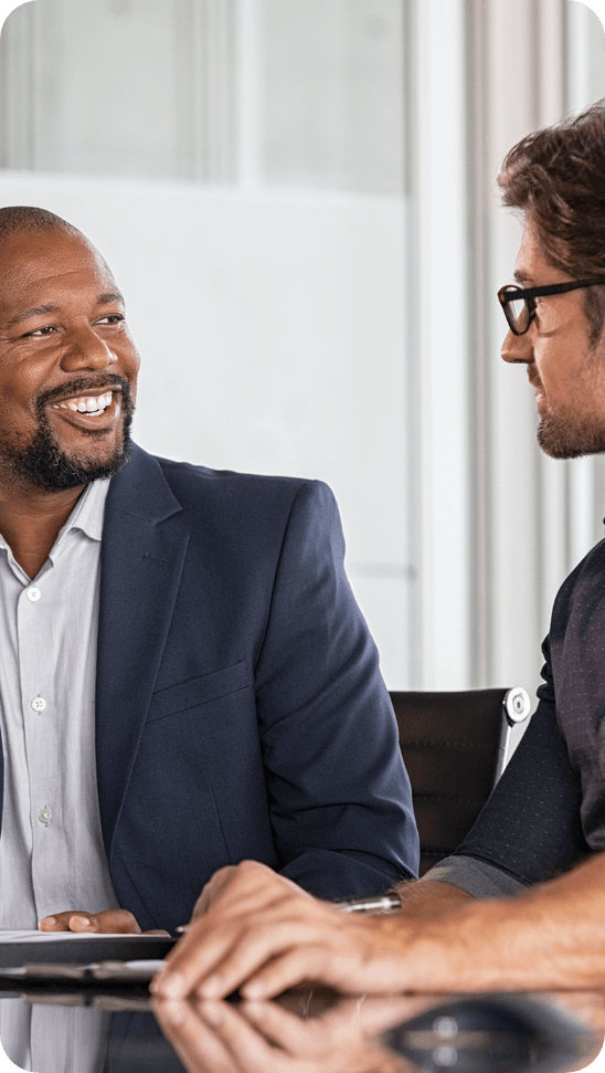 Portrait of businesspeople talking in office