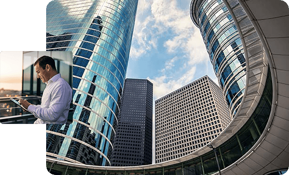 Texas Business Banking - Portrait of Dallas, portrait of a businessman on his tablet